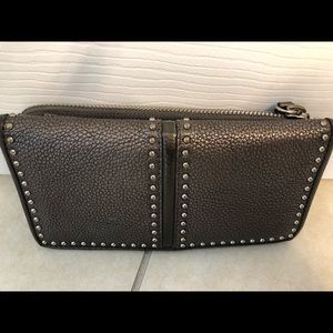 pewter leather wallet. Check out matching bag.